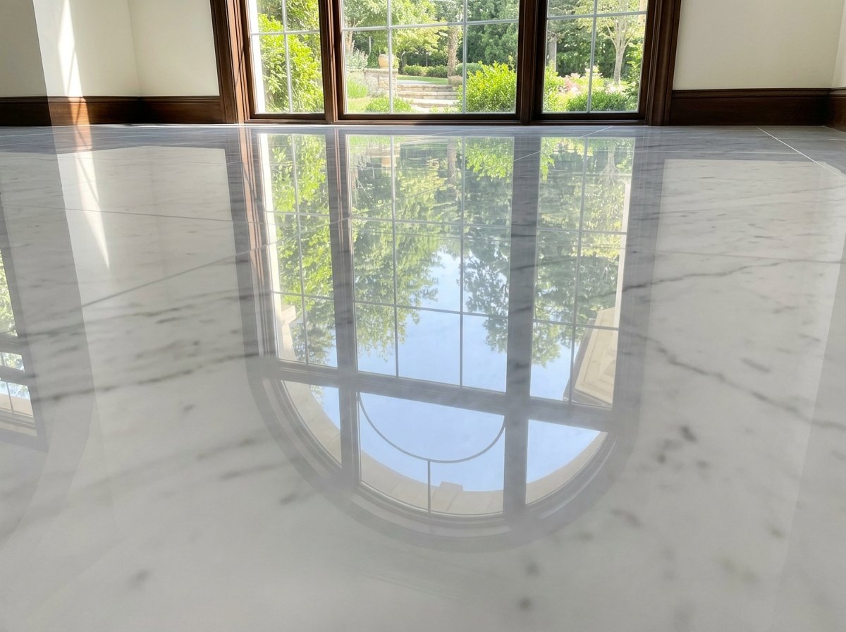 Shiny cleaned granite counter floor
