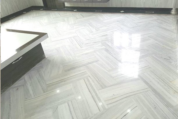 Makrana white marble floor polishing